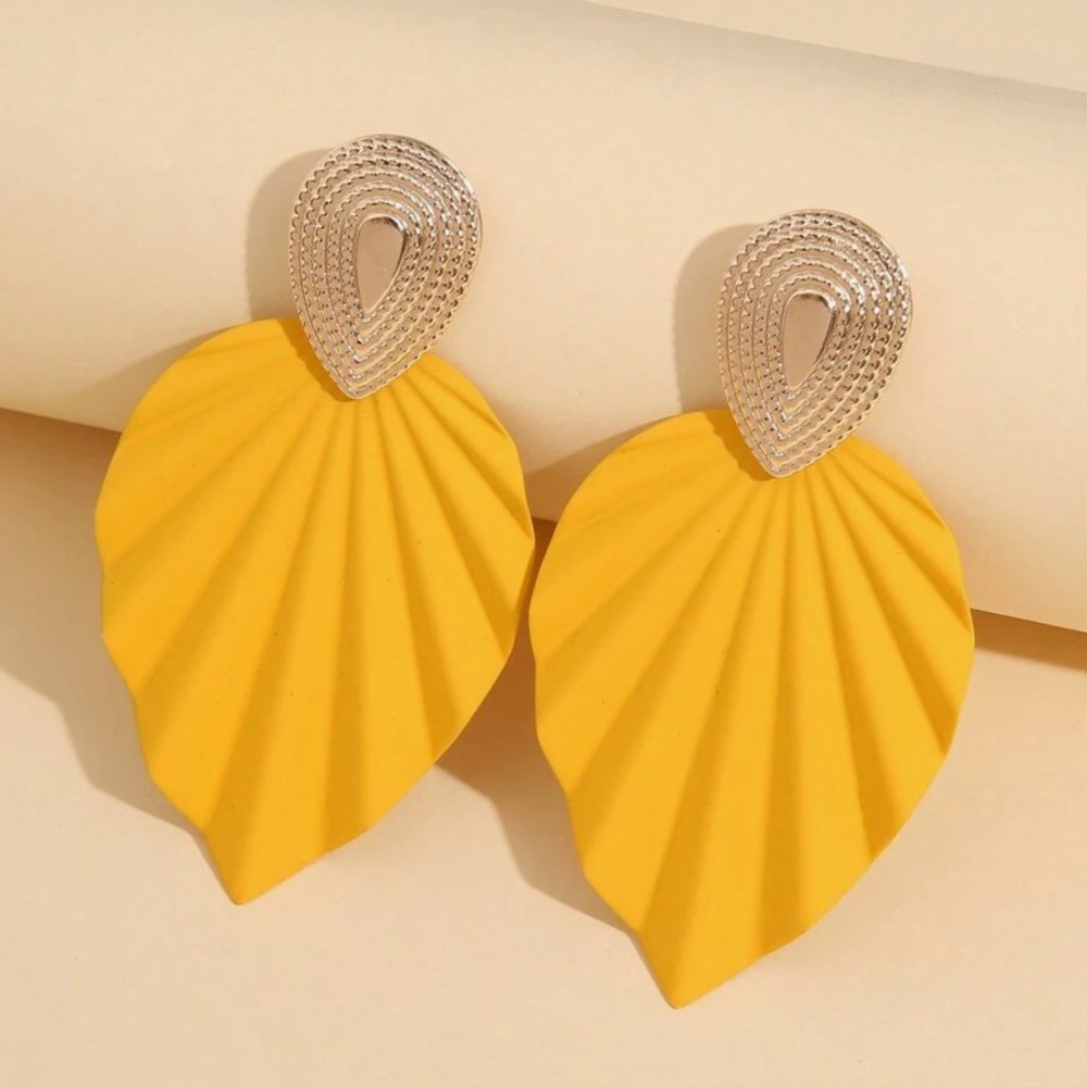 Large Statement Enamel Post Earrings, NWT